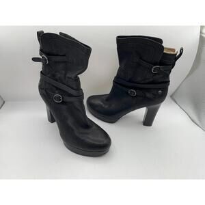 UGG Black Leather OLIVIA Platform Ankle Boots US 6.5